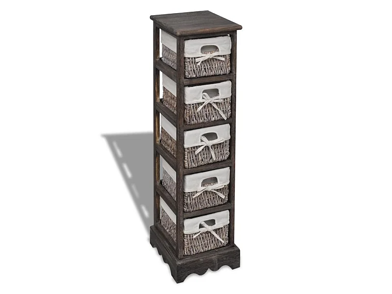 Étagère de rangement Bois Marron 5 paniers en tissage