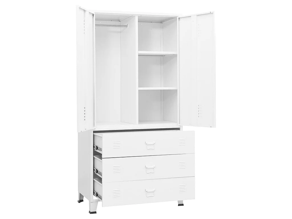 Garde-robe Blanc 90x50x180 Métal
