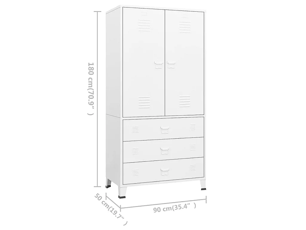 Garde-robe Blanc 90x50x180 Métal