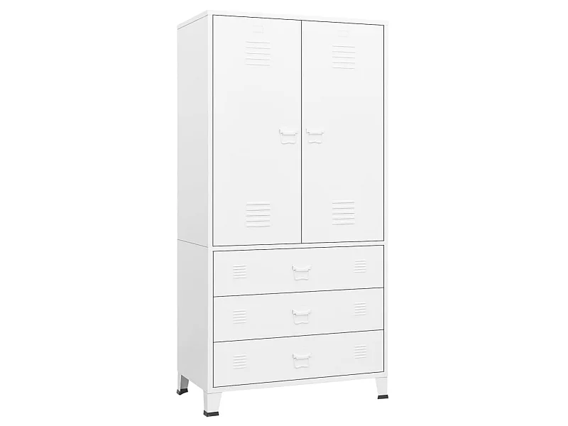 Garde-robe Blanc 90x50x180 Métal