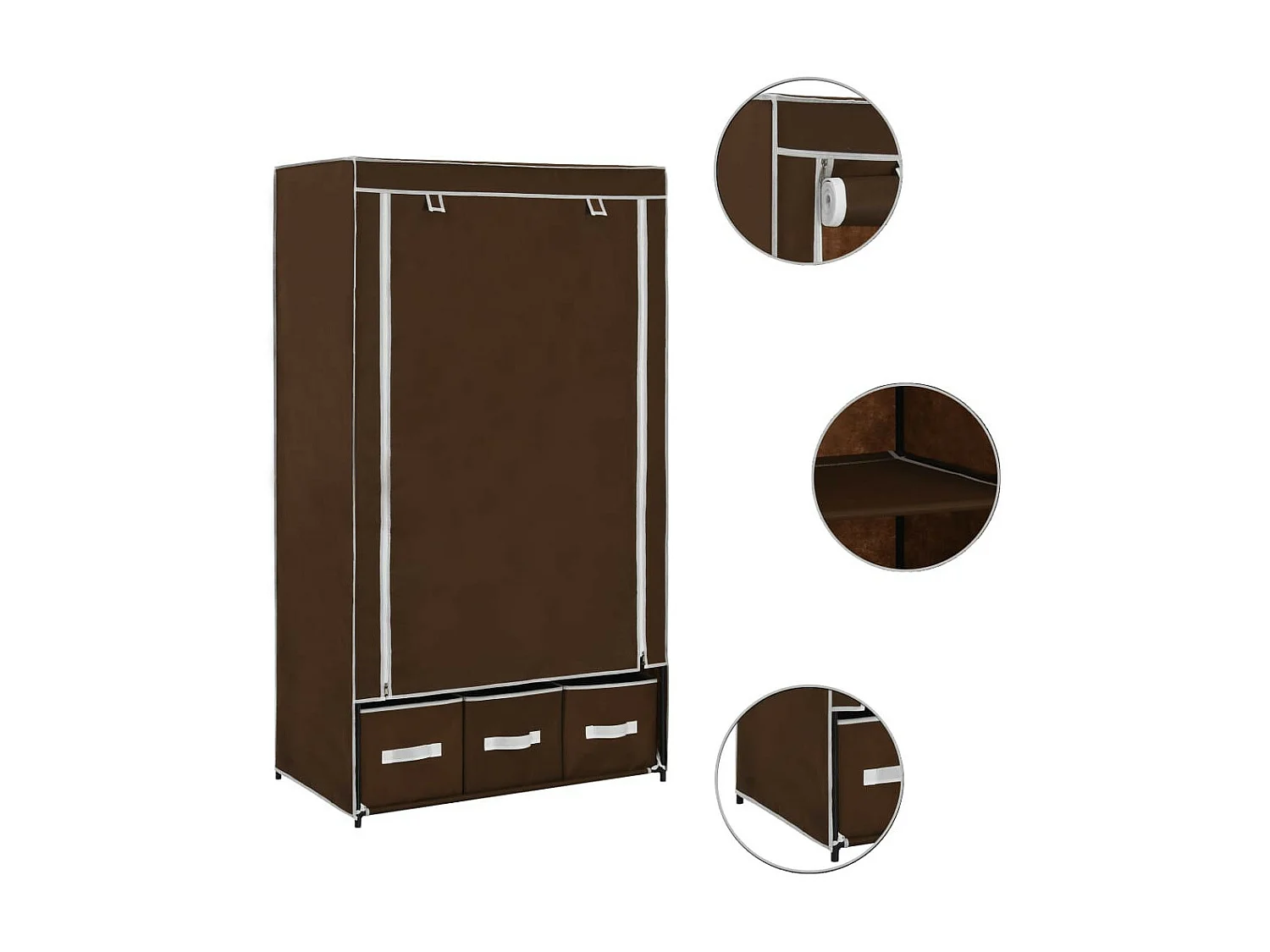 Garde-robe Marron 87x49x159 Tissu