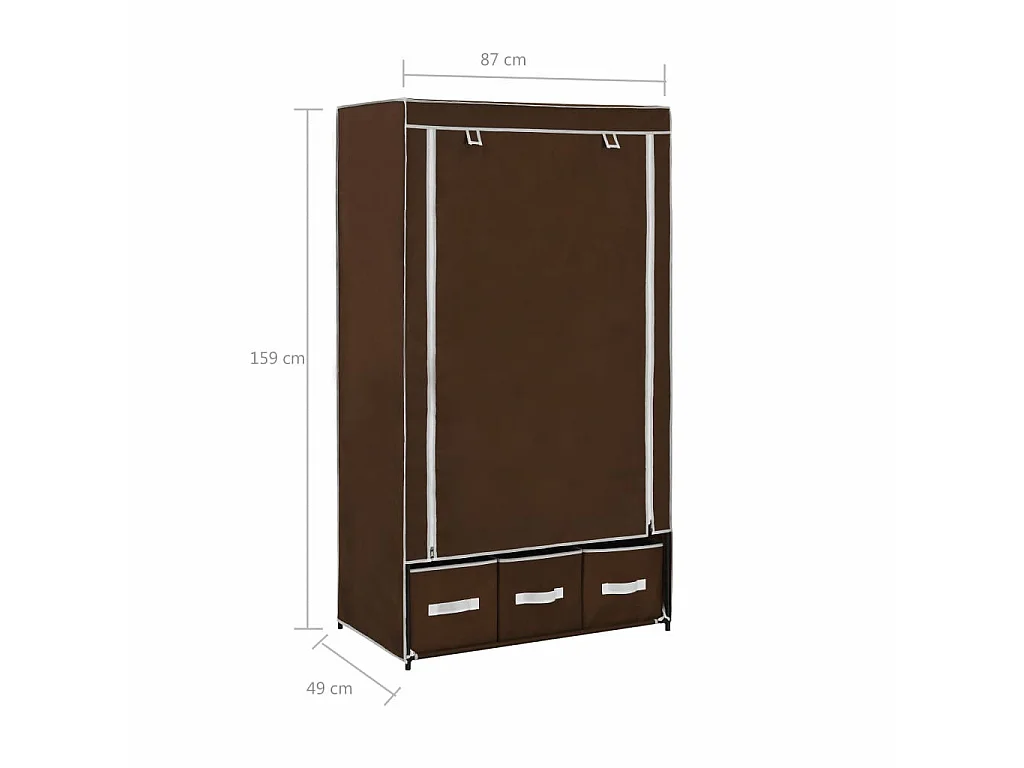 Garde-robe Marron 87x49x159 Tissu