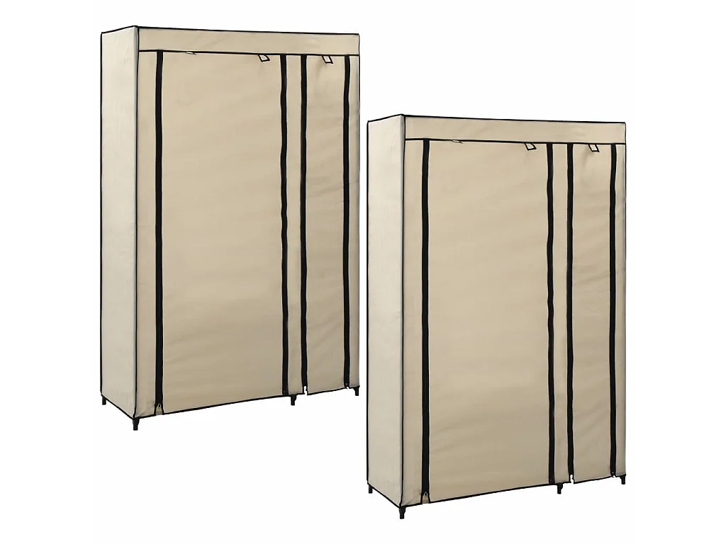 Garde-robes pliables 2 pcs Crème 110x45x175 Tissu