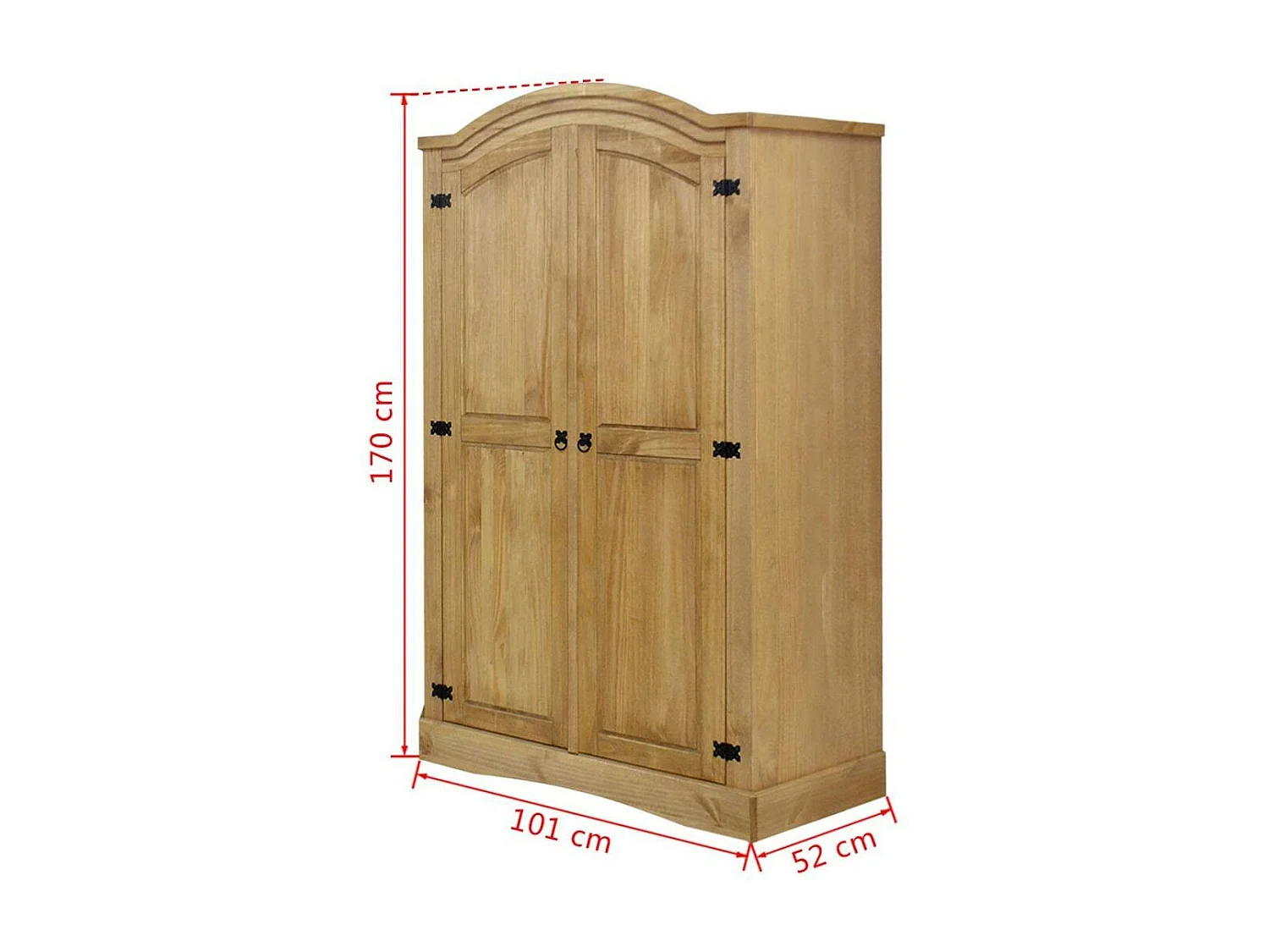 Armoire 2 portes pin massif naturel Mexica