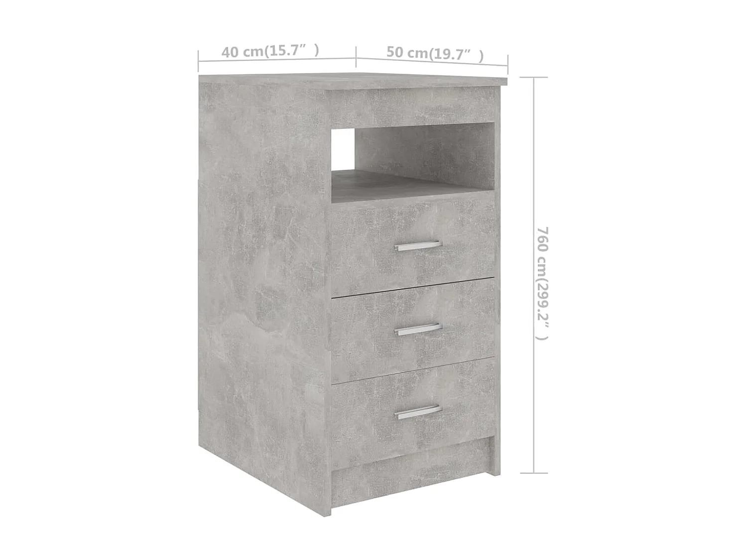 Armoire à tiroirs Gris béton 40x50x76 Bois d'ingénierie