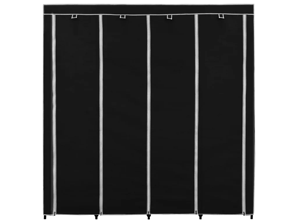 Garde-robe avec 4 compartiments Noir 175x45x170