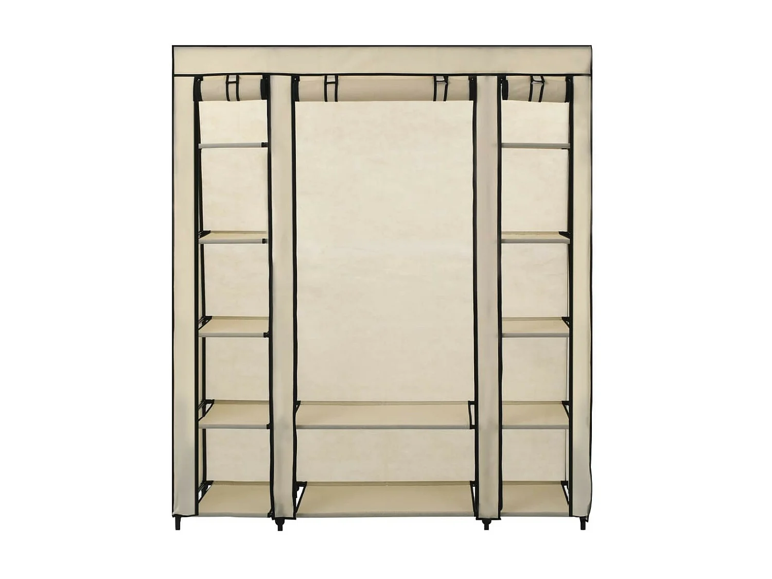 Armoire avec compartiments et tiges Crème 150x45x176 Tissu