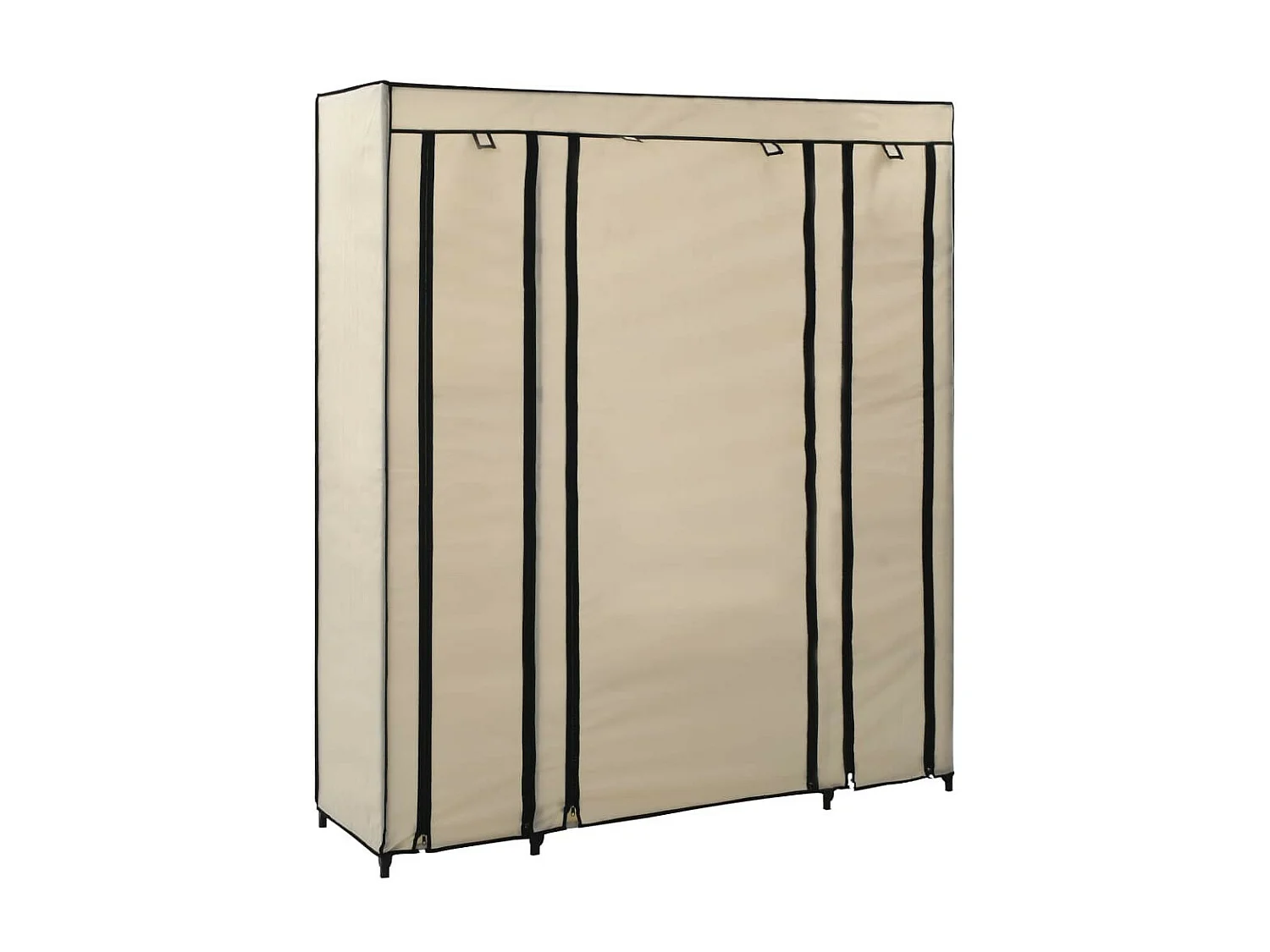 Armoire avec compartiments et tiges Crème 150x45x176 Tissu