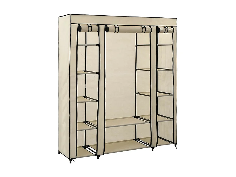 Armoire avec compartiments et tiges Crème 150x45x176 Tissu