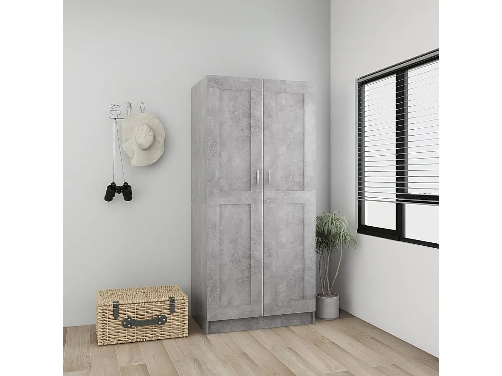 Armario de madera contrachapada gris hormigón 82,5x51,5x180 cm