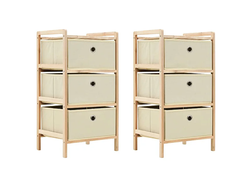 Étagères de rangement avec 3 paniers en tissu 2 pcs Beige Cèdre