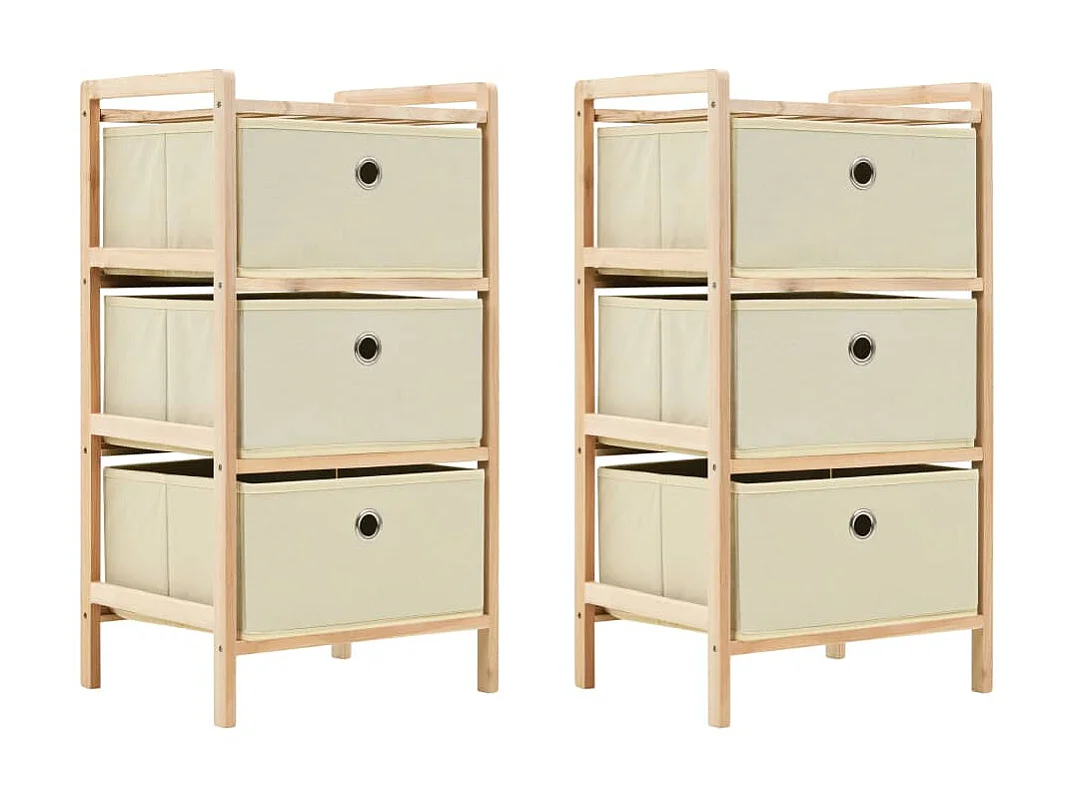 Étagères de rangement avec 3 paniers en tissu 2 pcs Beige Cèdre