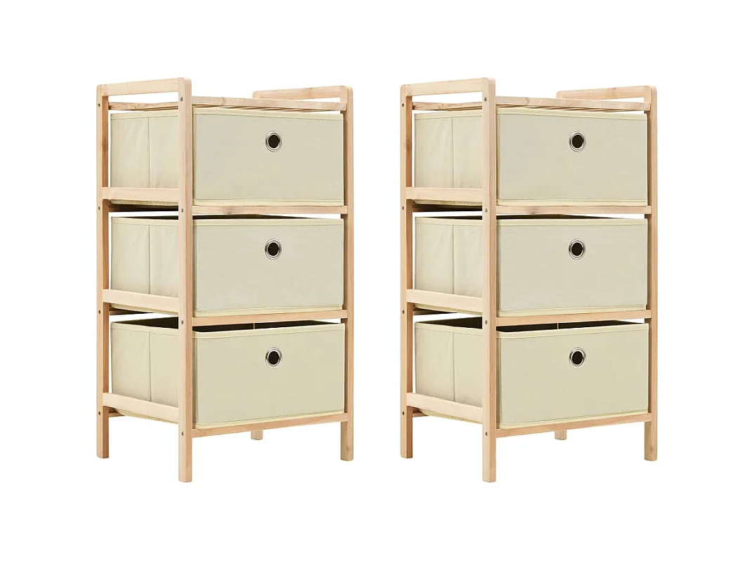 Étagères de rangement avec 3 paniers en tissu 2 pcs Beige Cèdre
