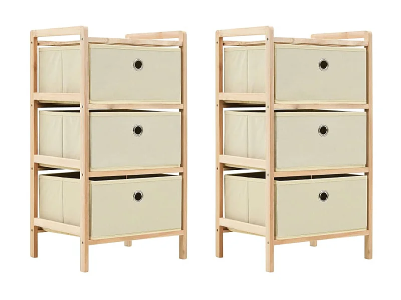 Étagères de rangement avec 3 paniers en tissu 2 pcs Beige Cèdre