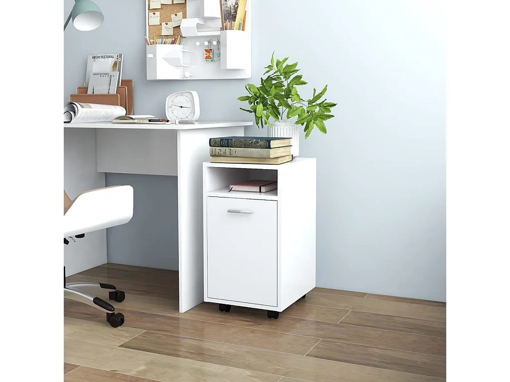 Armoire latérale avec roues Blanc 33x38x60