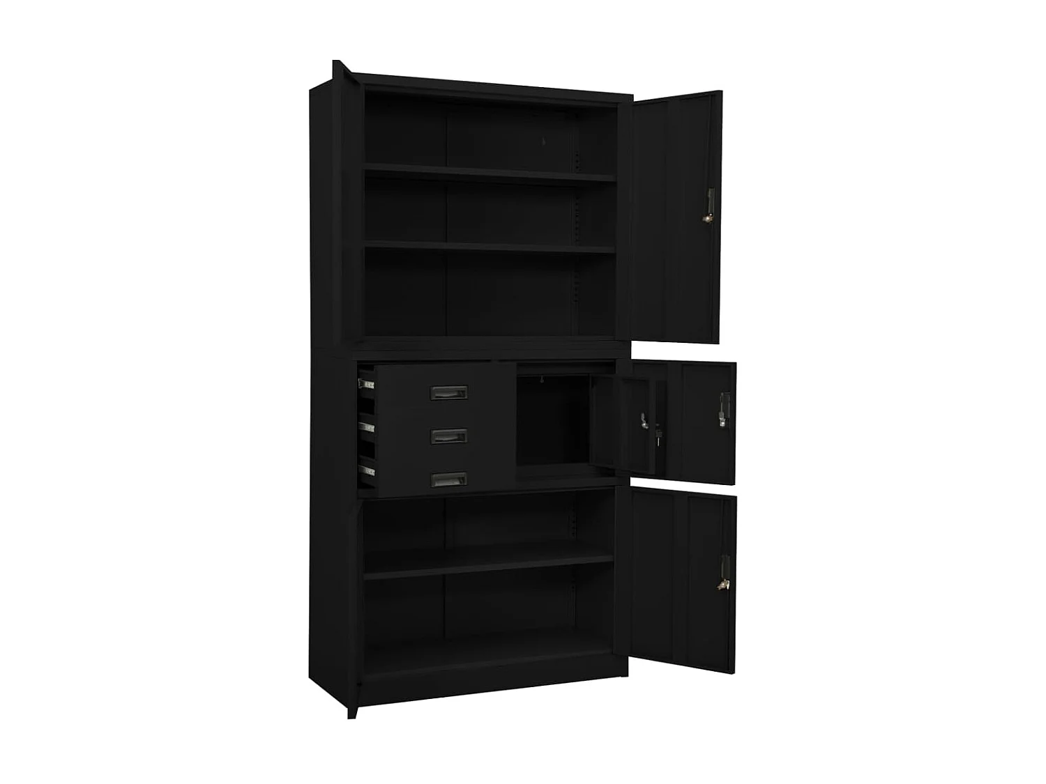 Armoire de bureau Noir 90x40x180 Acier 3