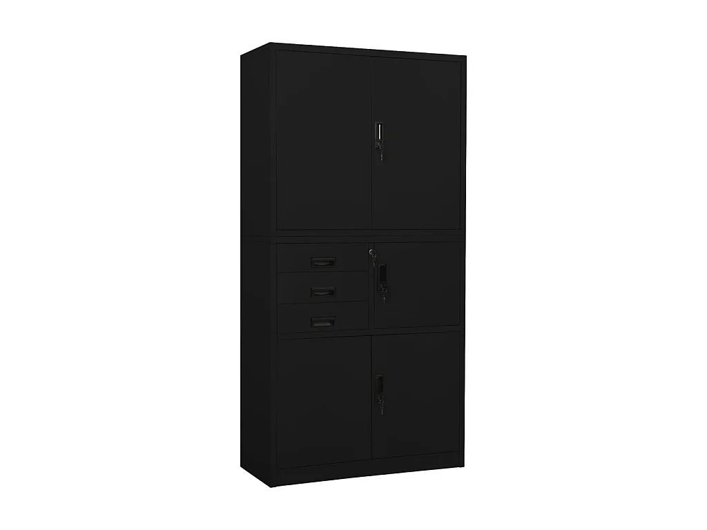 Armoire de bureau Noir 90x40x180 Acier 3