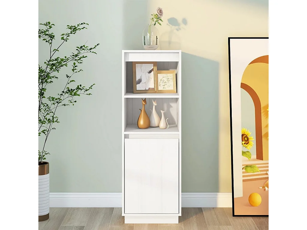 Rangement Blanc 37x34x110 Bois massif de pin