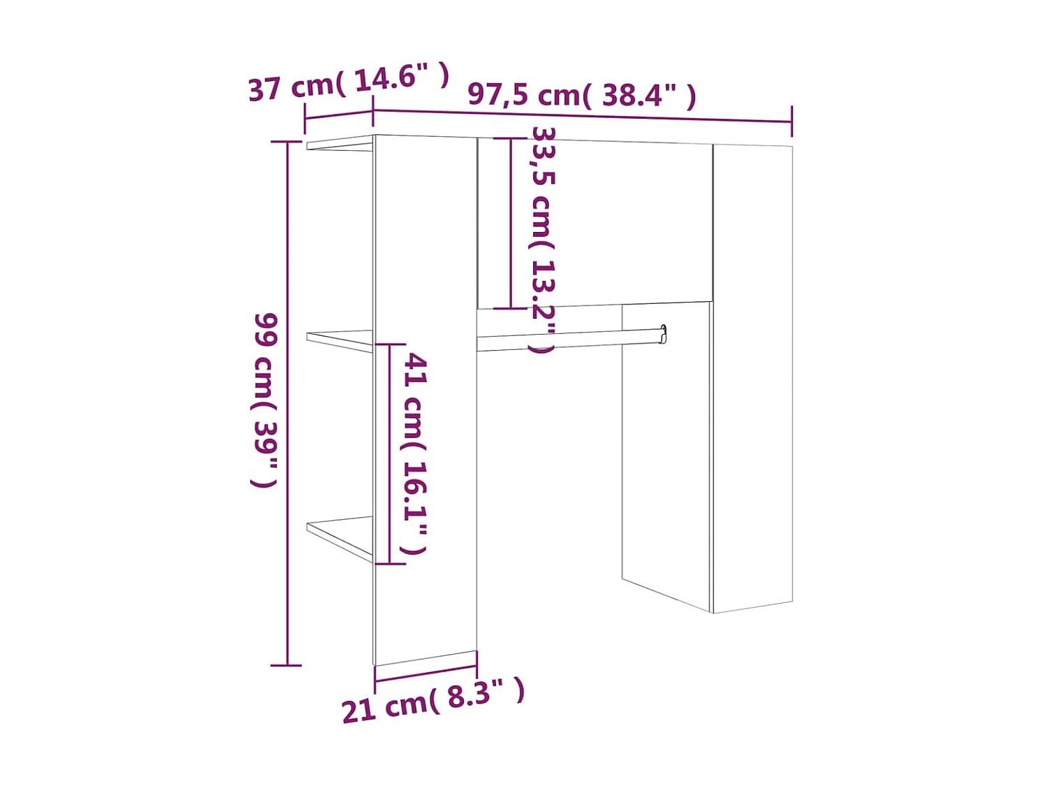 Armoire de couloir Chêne fumé 97,5x37x99 Bois d'ingénierie