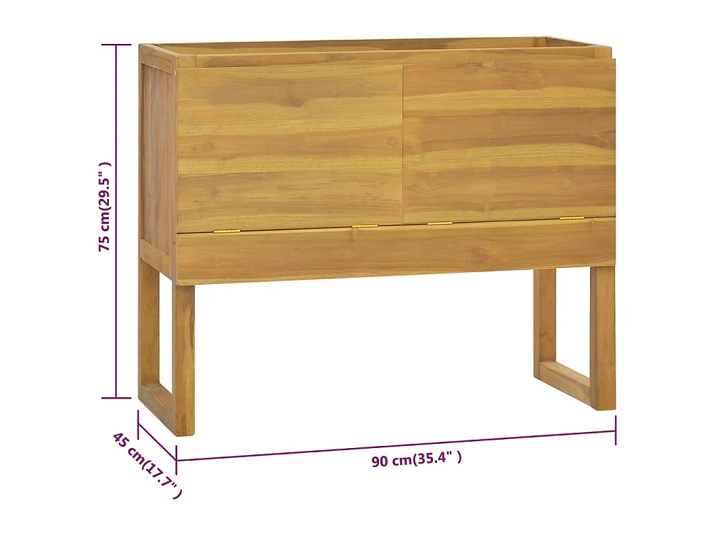 Armoire de salle de bain 90x45x75 Bois de teck solide