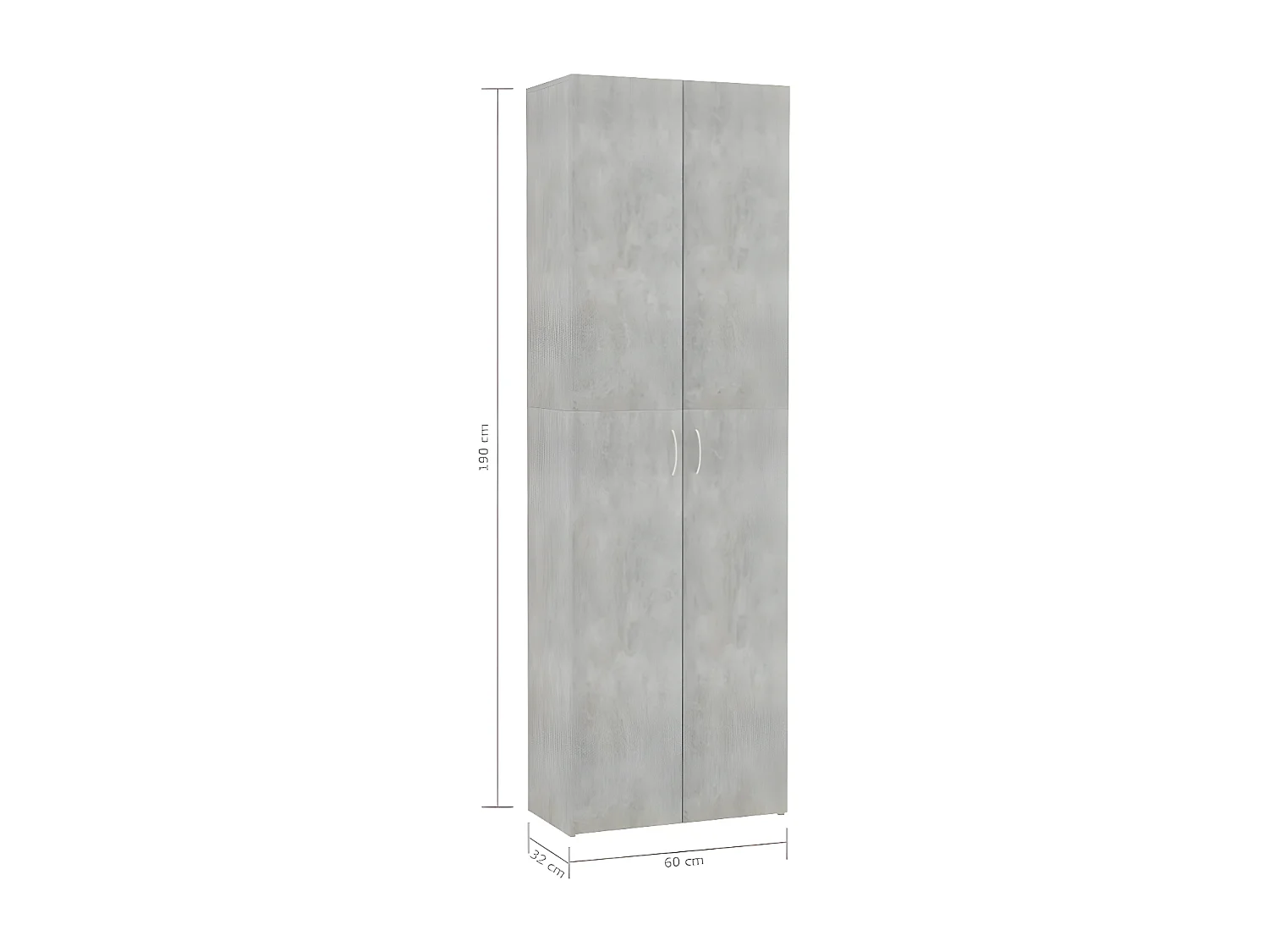 Armoire de bureau 2 portes bois gris effet béton Ousti