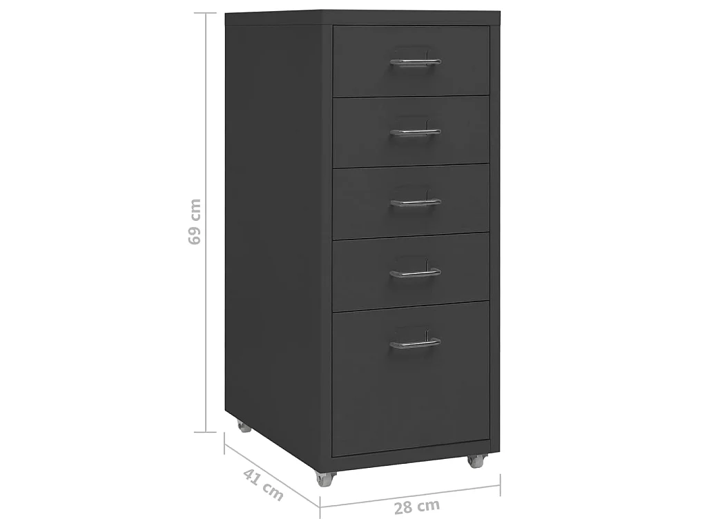 Classeur mobile Anthracite 28x41x69 Métal 2