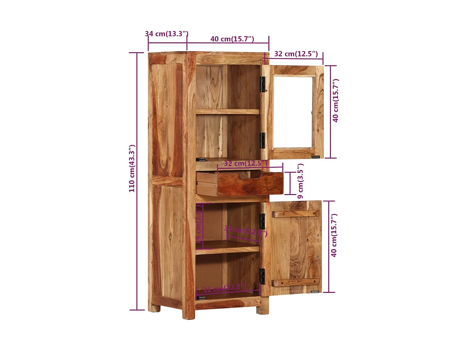Buffet 40x34x110 Bois massif