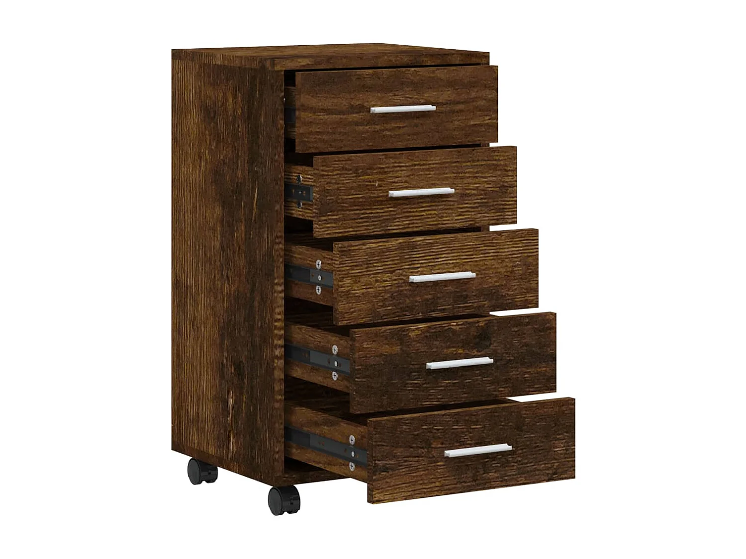 Armoire à tiroirs avec roulettes Chêne fumé Bois d'ingénierie
