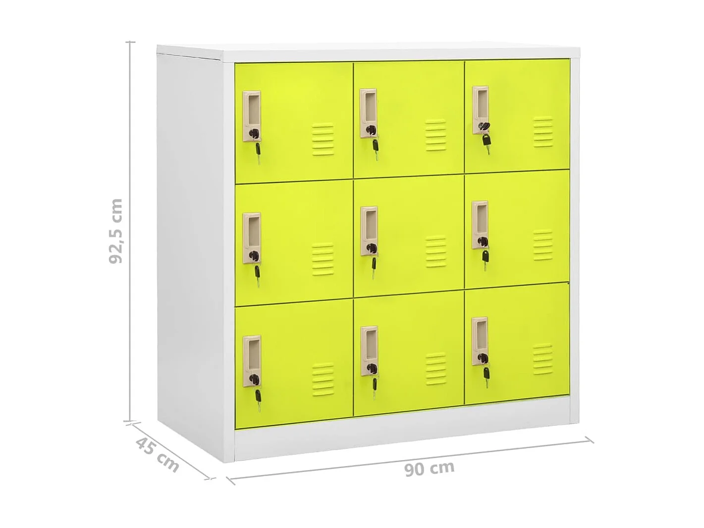 Armoire à 9 casiers Gris clair et vert 90x45x92,5 Acier