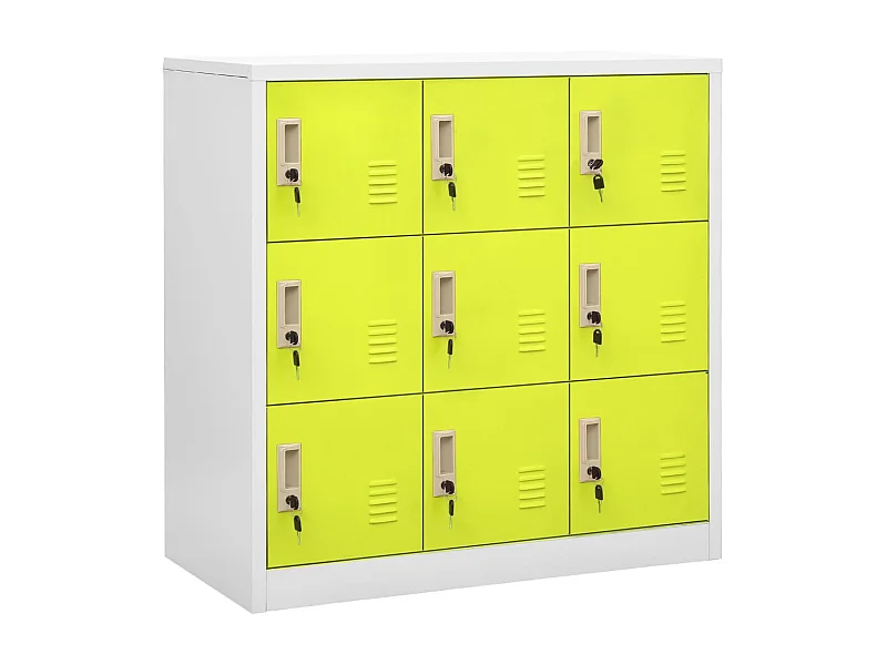 Armoire à 9 casiers Gris clair et vert 90x45x92,5 Acier