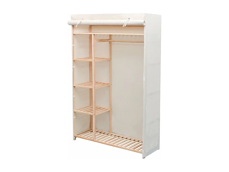 Garde-robe en tissu et bois de pin 110 x 40x170
