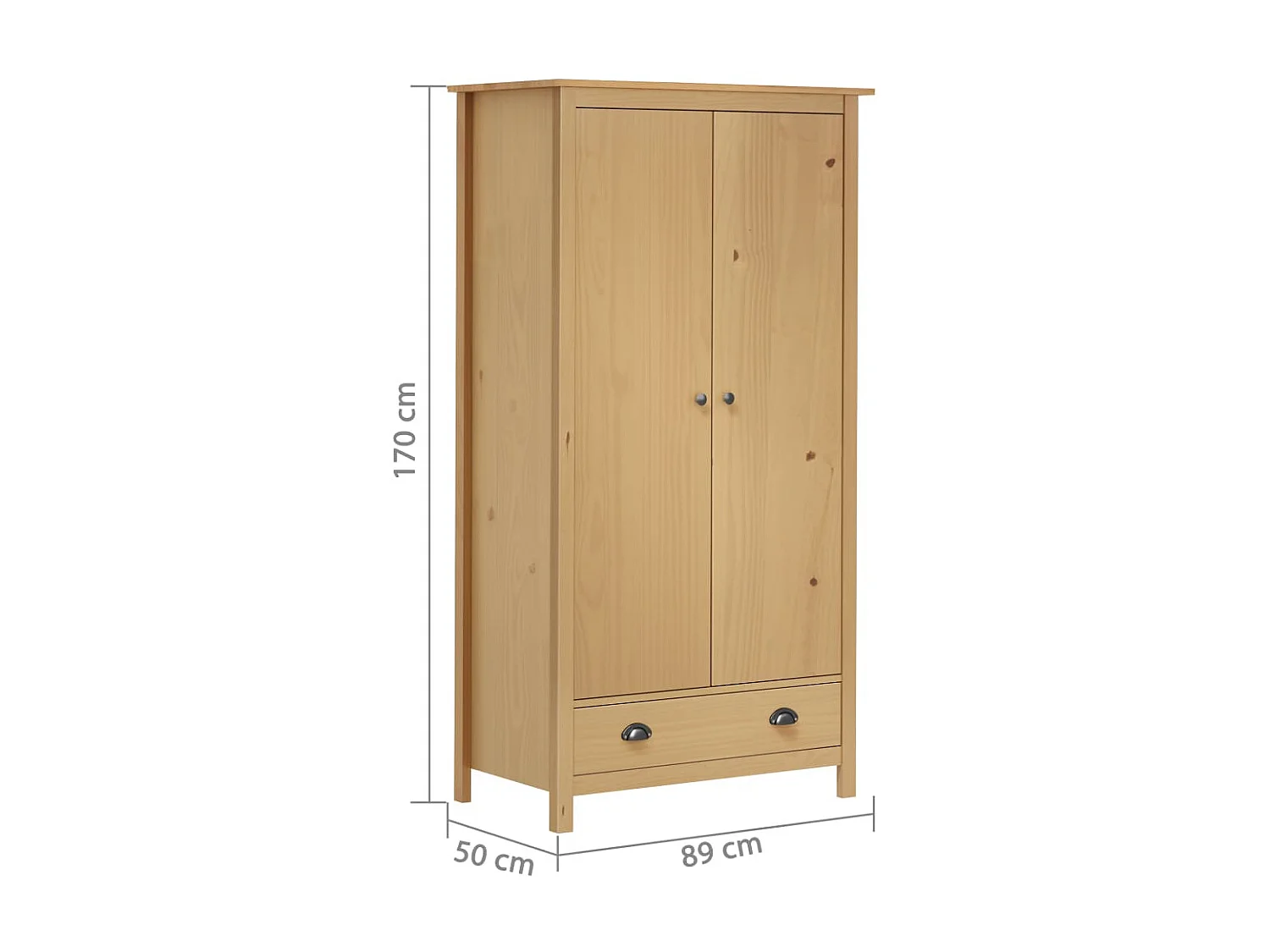 Garde-robe à 2 portes Hill Range 89x50x170 Pin solide