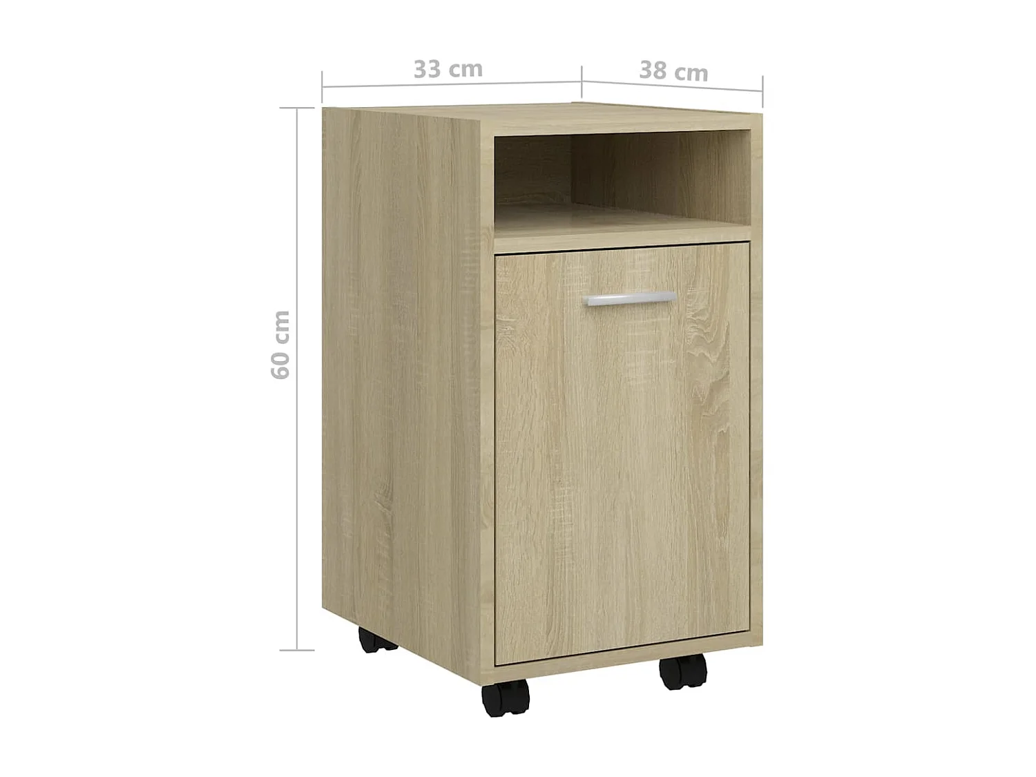 Armoire latérale avec roues Chêne Sonoma 33x38x60