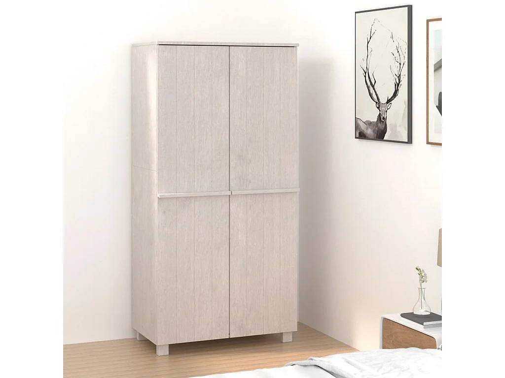 Garde-robe Blanc 89x50x180 Bois massif de pin