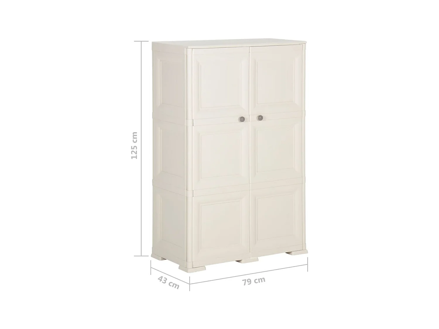 Armoire en plastique 79x43x125 Design de bois Crème