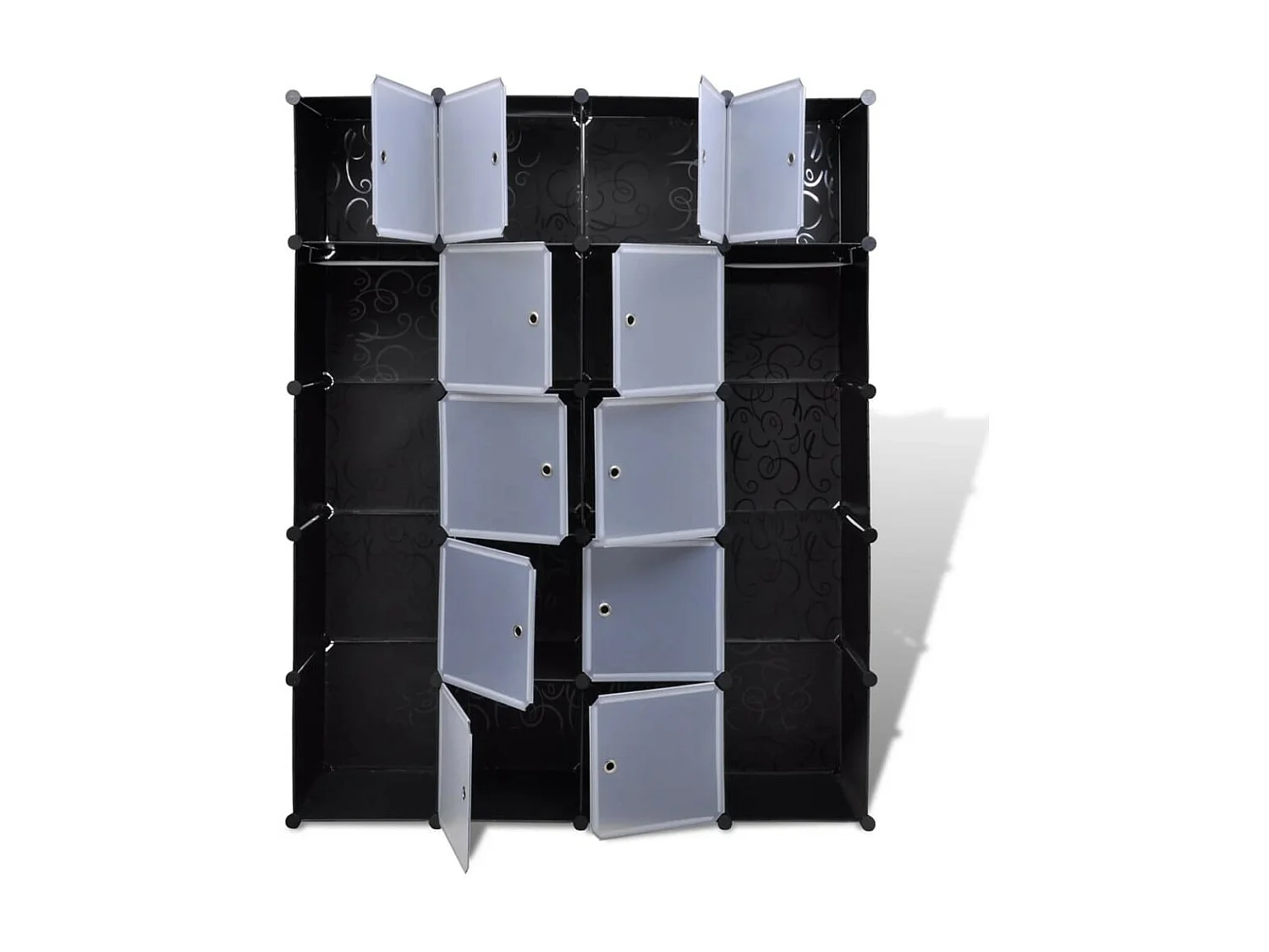 Cabinet modulable avec 14 compartiments noir et blanc 37x146x180,5