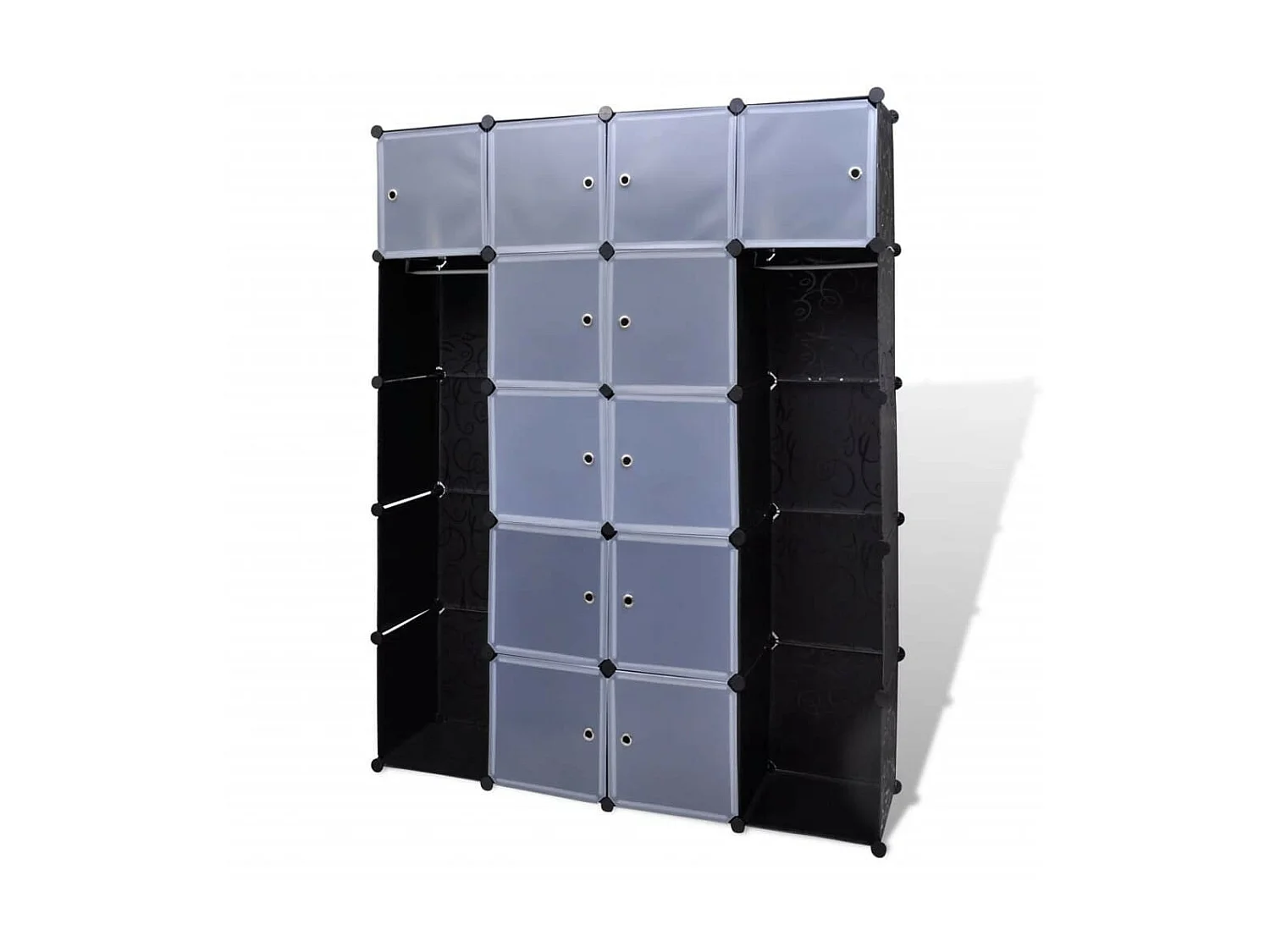 Cabinet modulable avec 14 compartiments noir et blanc 37x146x180,5