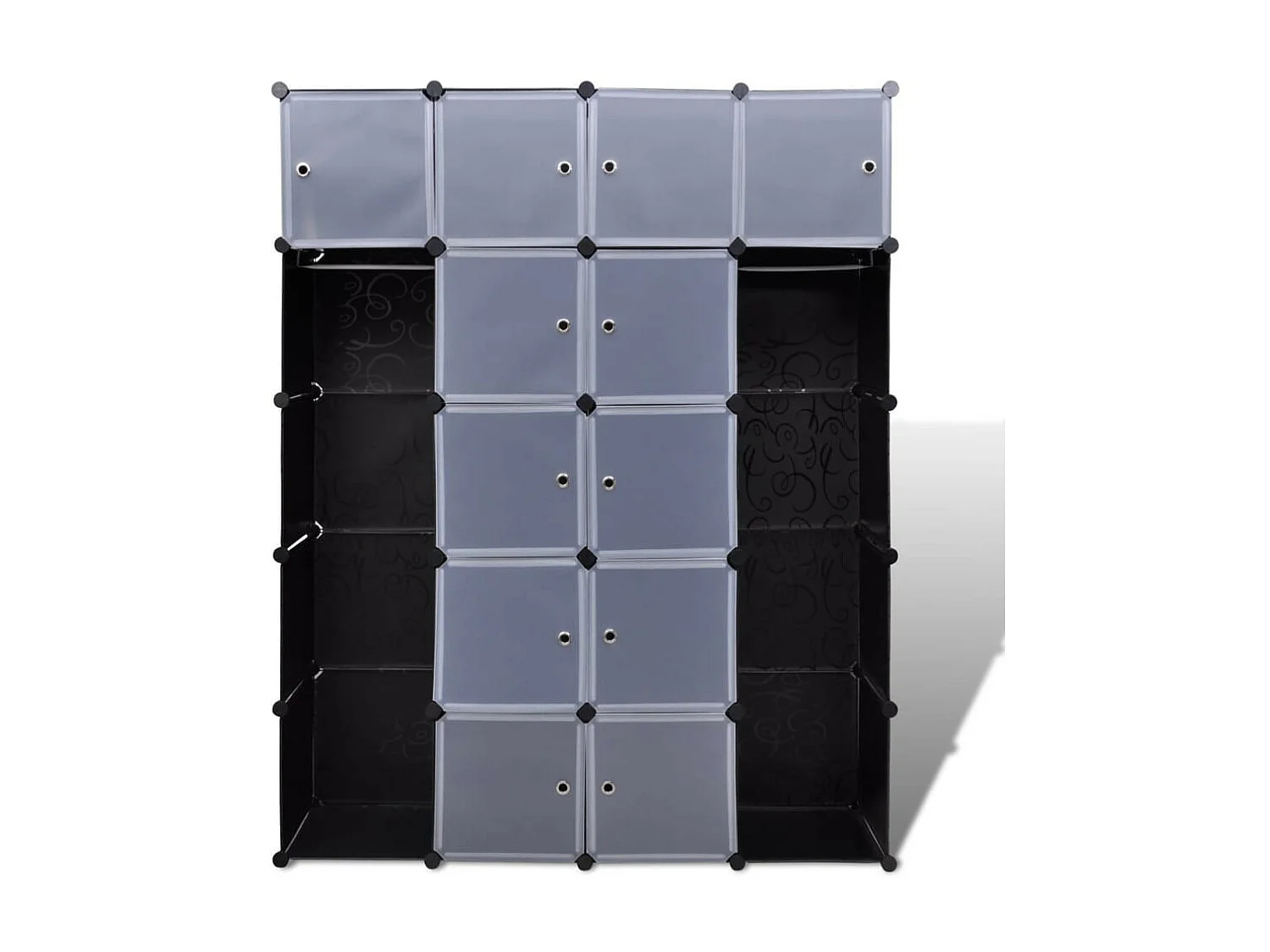 Cabinet modulable avec 14 compartiments noir et blanc 37x146x180,5