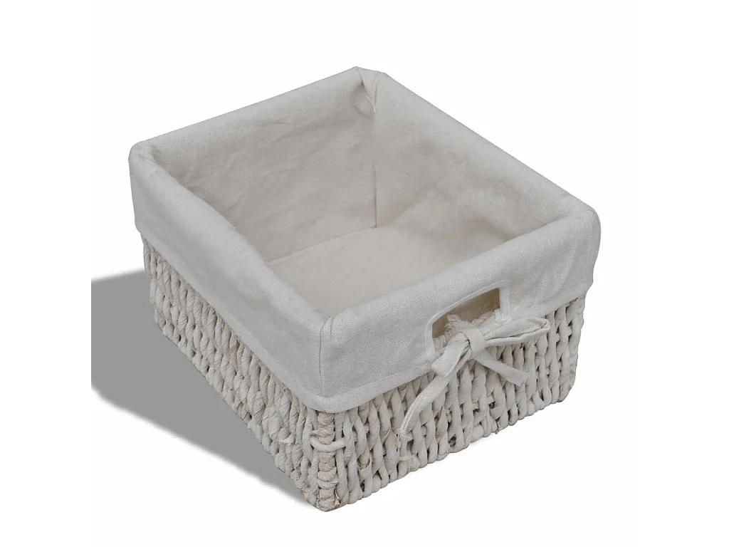 Armoire en bois 3 paniers gauches en tissage Blanc