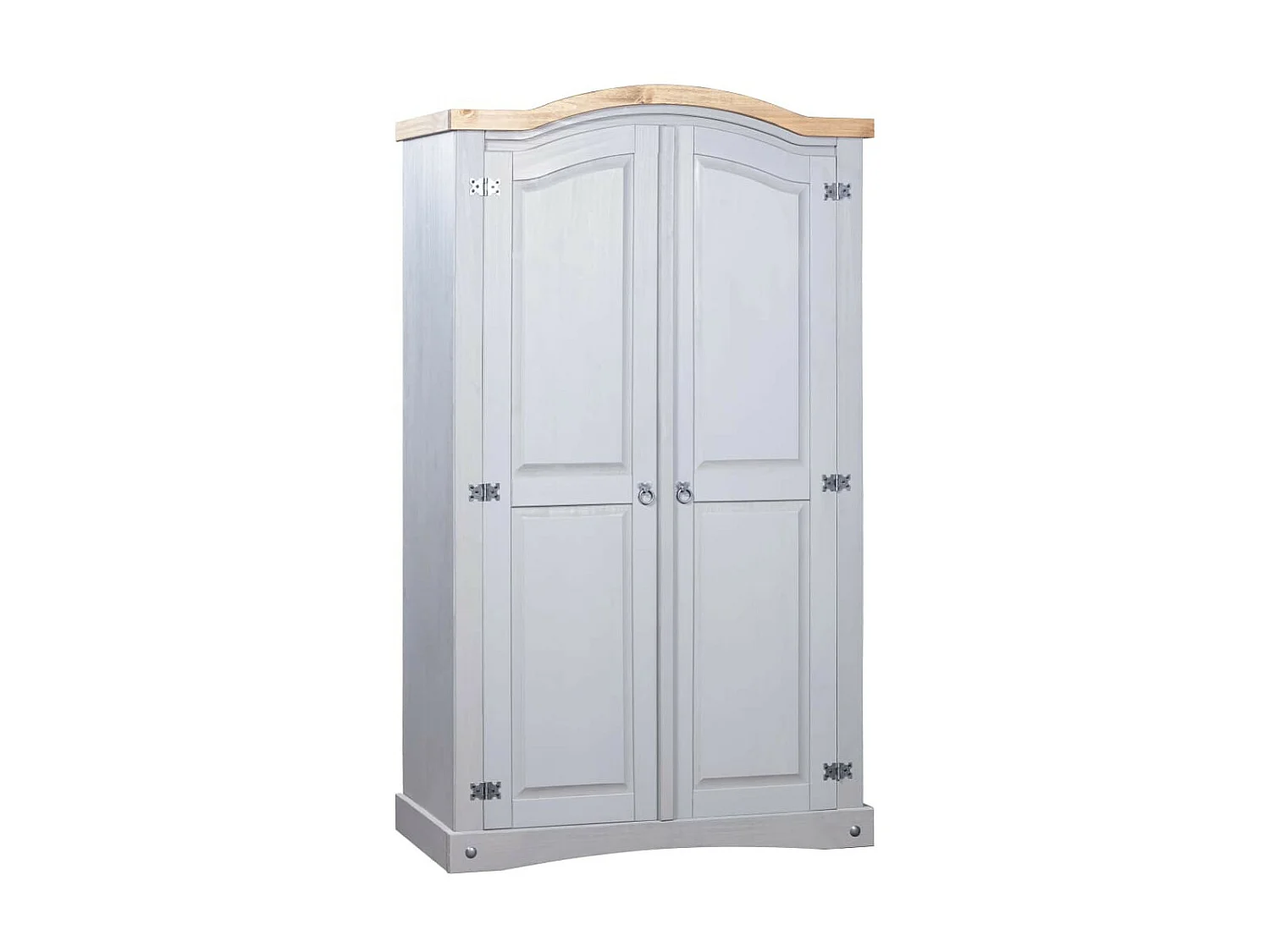 Armoire 2 portes pin massif gris et bois clair Harrie