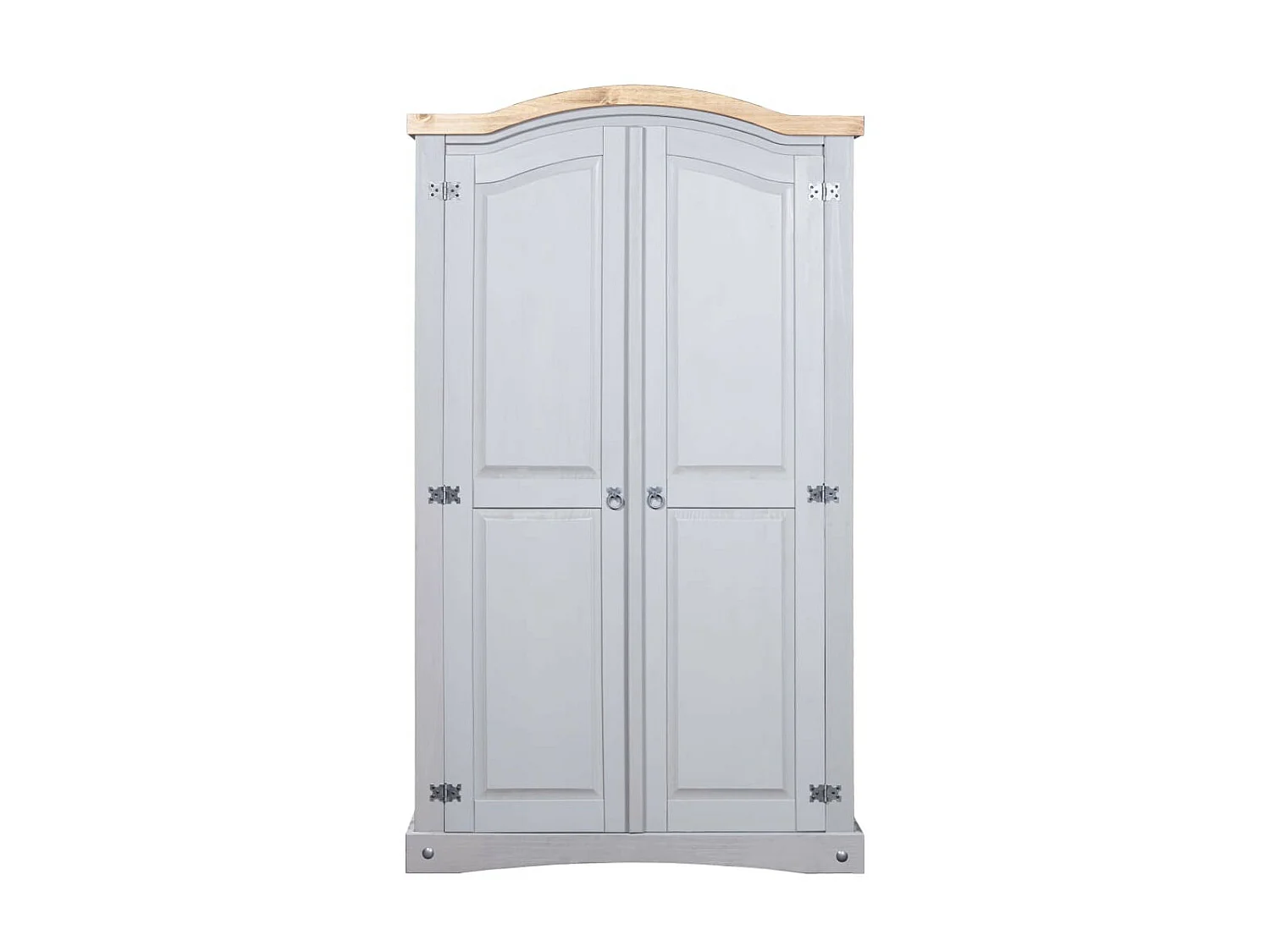Armoire 2 portes pin massif gris et bois clair Harrie