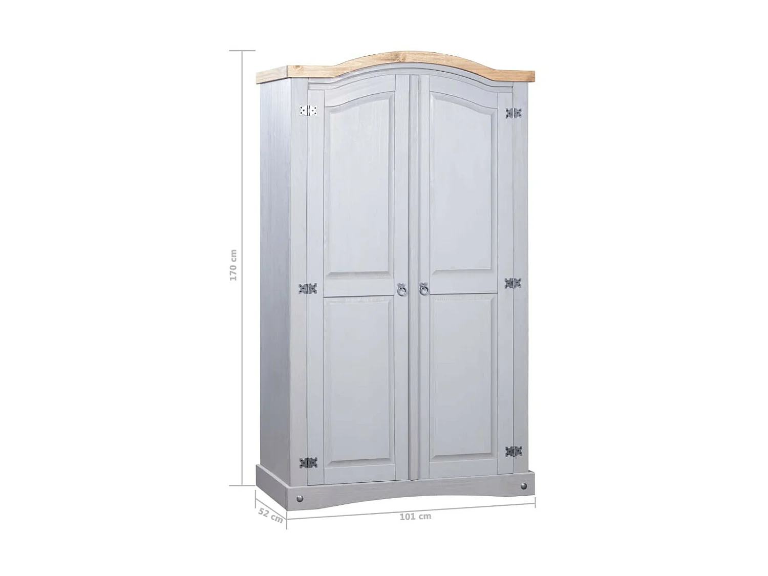 Armoire 2 portes pin massif gris et bois clair Harrie
