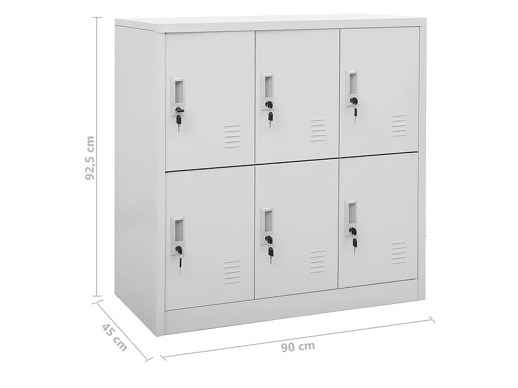 Armoire à 6 casiers Gris clair 90x45x92,5 Acier