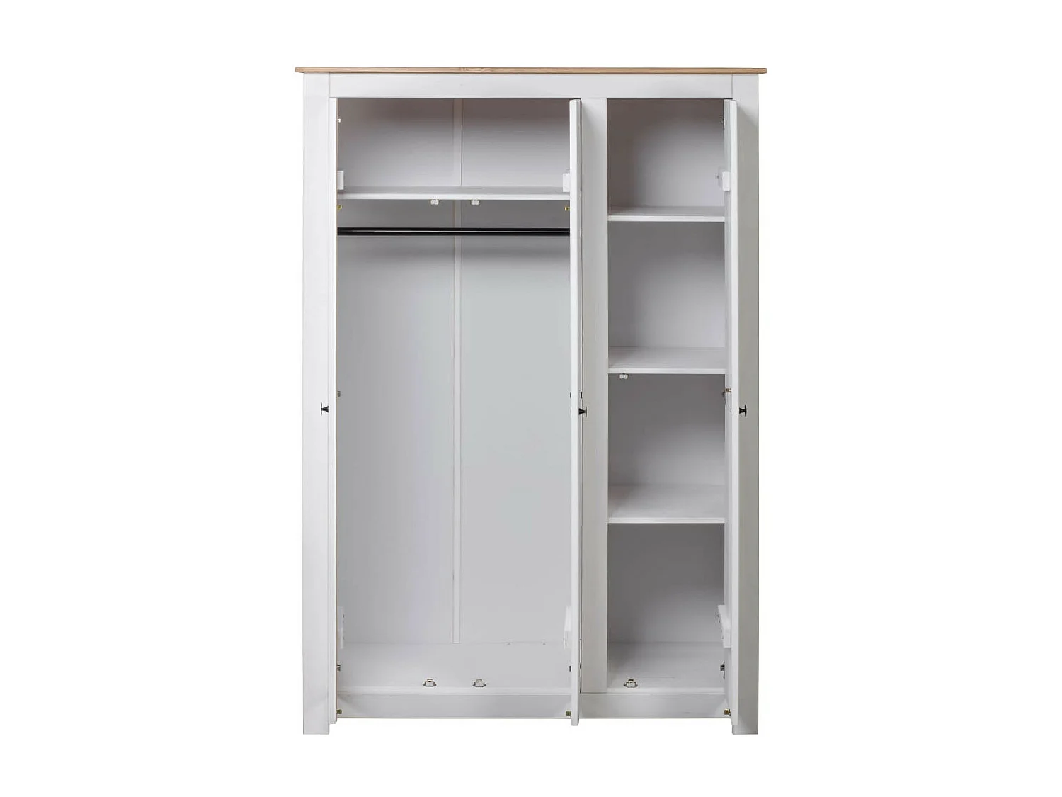 Garde-robe 3 portes Blanc 118x50x171,5 Pin Assortiment Panama