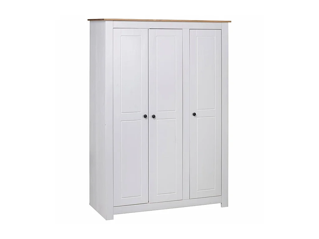 Garde-robe 3 portes Blanc 118x50x171,5 Pin Assortiment Panama