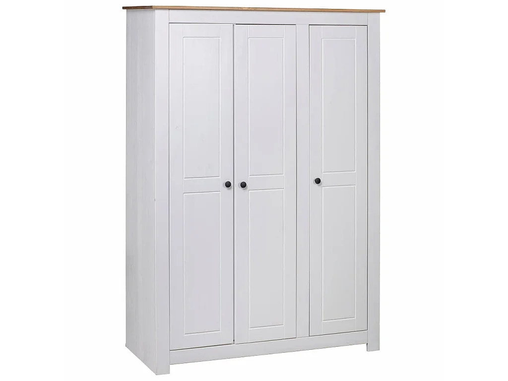 Garde-robe 3 portes Blanc 118x50x171,5 Pin Assortiment Panama