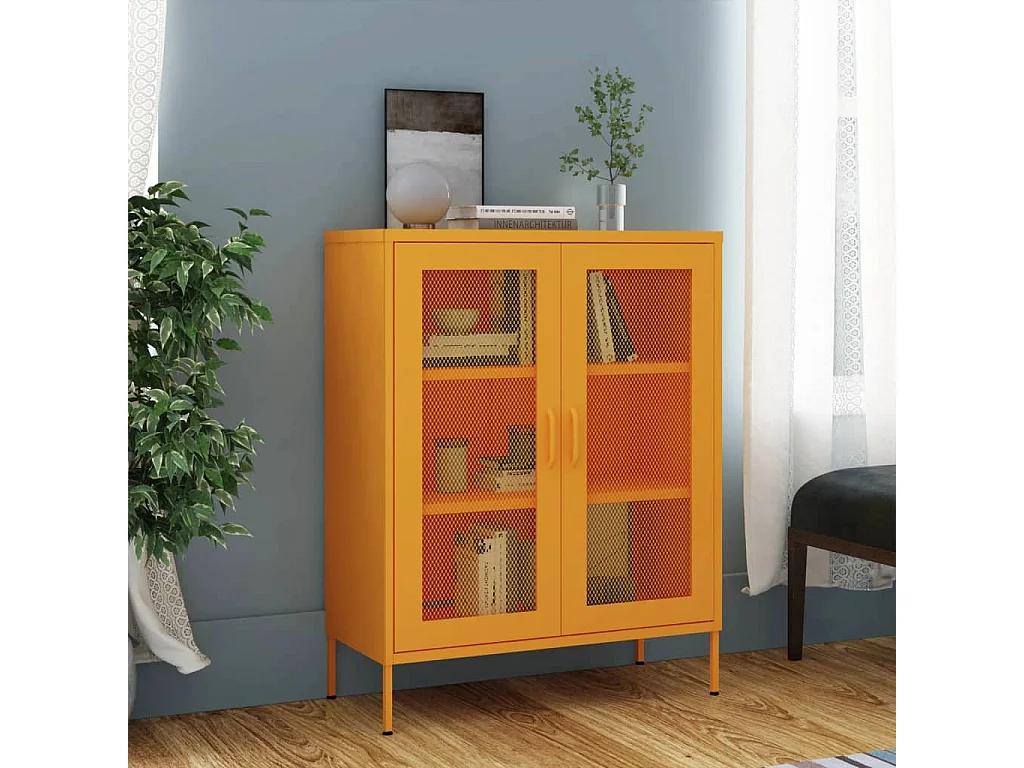 Armoire de rangement Jaune moutarde 80x35x101,5 Acier 2