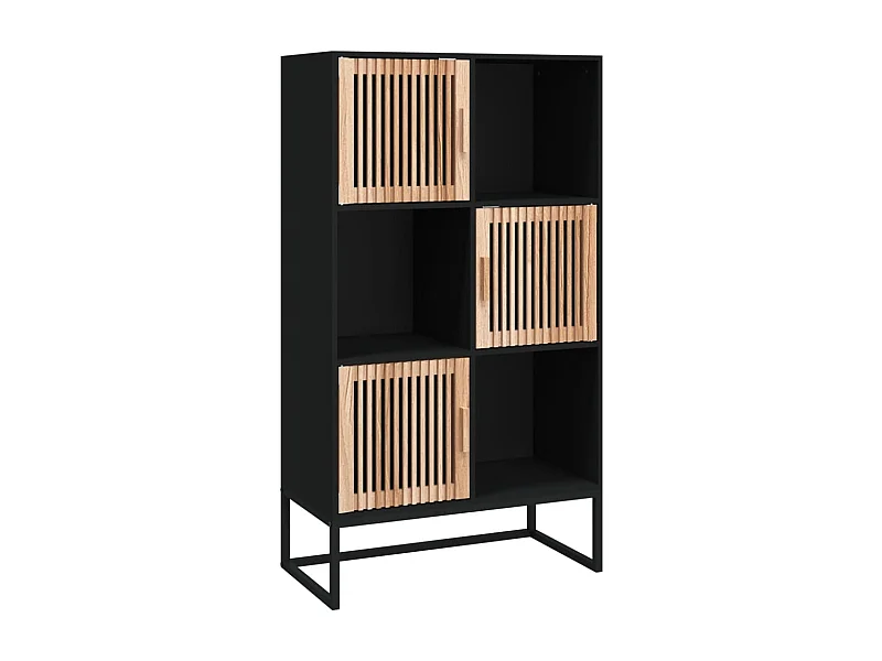 Buffet haut noir 70x35x125 bois d'ingénierie