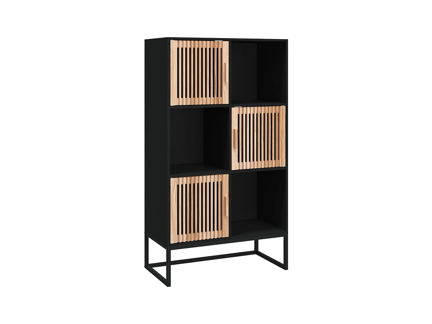 Buffet haut noir 70x35x125 bois d'ingénierie