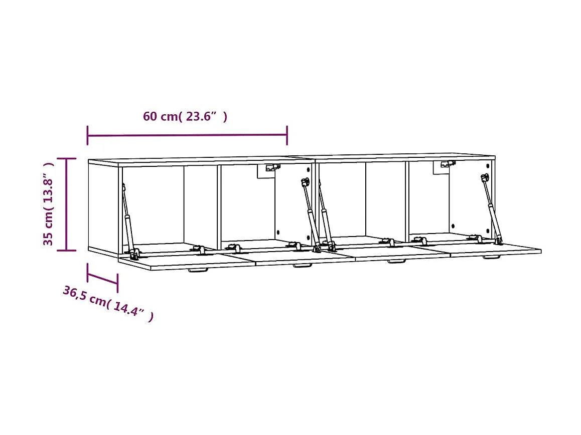 Armoires murales 2pcs Chêne brun 60x36,5x35 Bois d'ingénierie